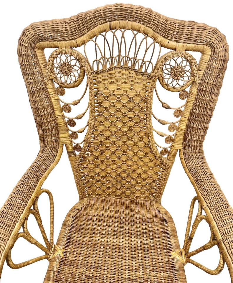 Silla bastón brazo de mimbre ratán caña de bambú natural vivero antiguo vintage Foto 2 de 4