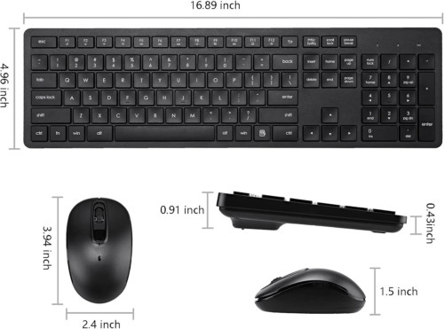 Wireless Keyboard and Mouse Combo, 2.4G Silent Cordless Black