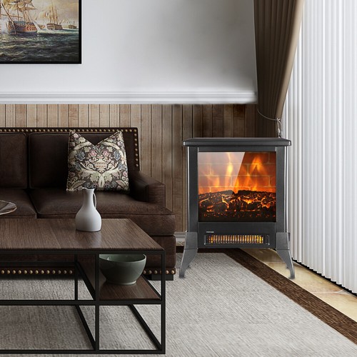 Compact Electric Fireplace Stove Freestanding Stove Heater with Realistic Flame - Picture 13 of 18