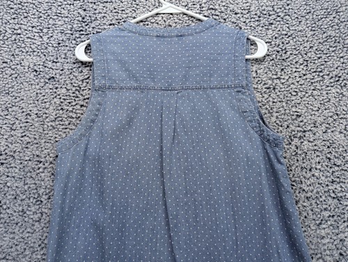 Tommy Hilfiger Chambray Mini Dress Womens 12 Polka Dot 90s Sleeveless Denim Blue - Picture 7 of 12