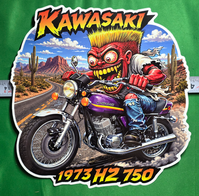 #ad 1973 Kawasaki H2 750 10quot; x 10quot; Durable Die Cut Vinyl Sticker Arizona Desert $29.99