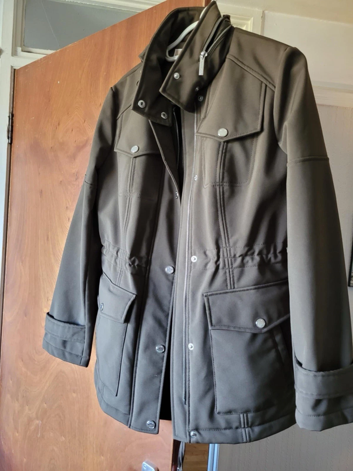 MICHAEL KORS trench cappotto giacca parka donna cappuccio kaki