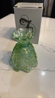 Fenton Green Iridescent Carnival Glass Ruffled Votive  Lamp, retired color