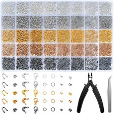 2425pcs Crimp Beads Jewelry Making Kit, Crimp Tubes, Crimp Covers, Wire Guard...