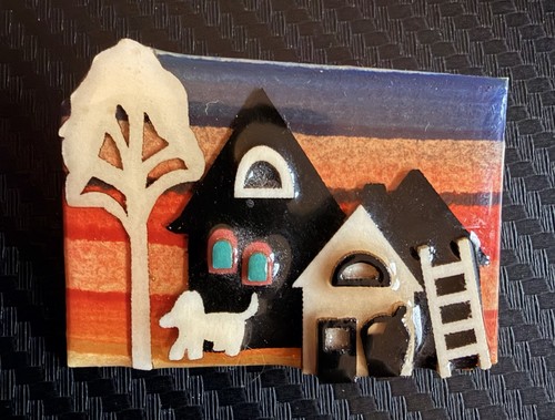 House Pins by Lucinda Fall Colors Dog Ladder Signed Vintage