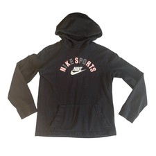 Nike Boy's Size XL Black Hoodie Sweatshirt Graphic Logo 100 Cotton Pocket