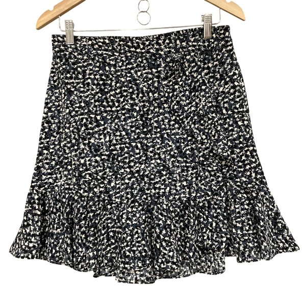 Decjuba Skirt Womens M Blue Animal Print Skater Short Ruffle Elastic Waist