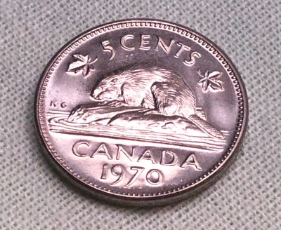 5¢ Canada 1970 Five Cents Coin 5 Cent Uncirculated Canadian Nickel .05