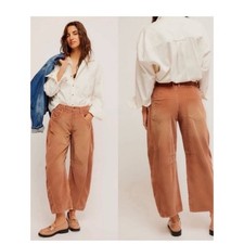 Free People Good Luck Cord Barrel Jeans Tan Brown Neutral Size 29 Corduroy