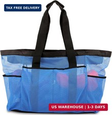 Extra Large Beach Bag Mesh Tote with Zipper and Pockets