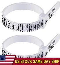 2-Pack Ring Sizer Measure Tool Gauge Plastic Finger Sizing Finder Reusable 1-17