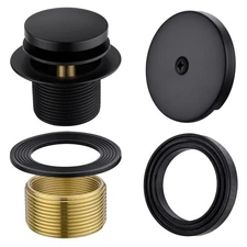 Brass Tip-Toe Tub Drain Kit, Matte Black Tub Drain and Overflow Kit with Sing...