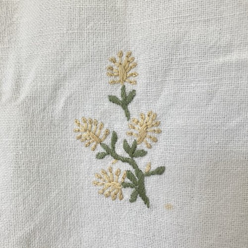 Vintage Tischdecke Leinen mit Stickerei Blumen Dekor Blumenmuster 1950er Jahre - Bild 5 von 10