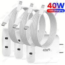 PD Type-C Cable Fast Charger 40W USB-C Adapter Block For Samsung iPhone 15 16 17