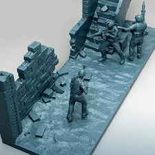 1/35 Scale Modern Urban Combat Diorama Kit Resin Soldiers with Ruins Model Set