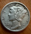 1937-s . Mercury Dime . XF . Extra Fine . EF . Silver .