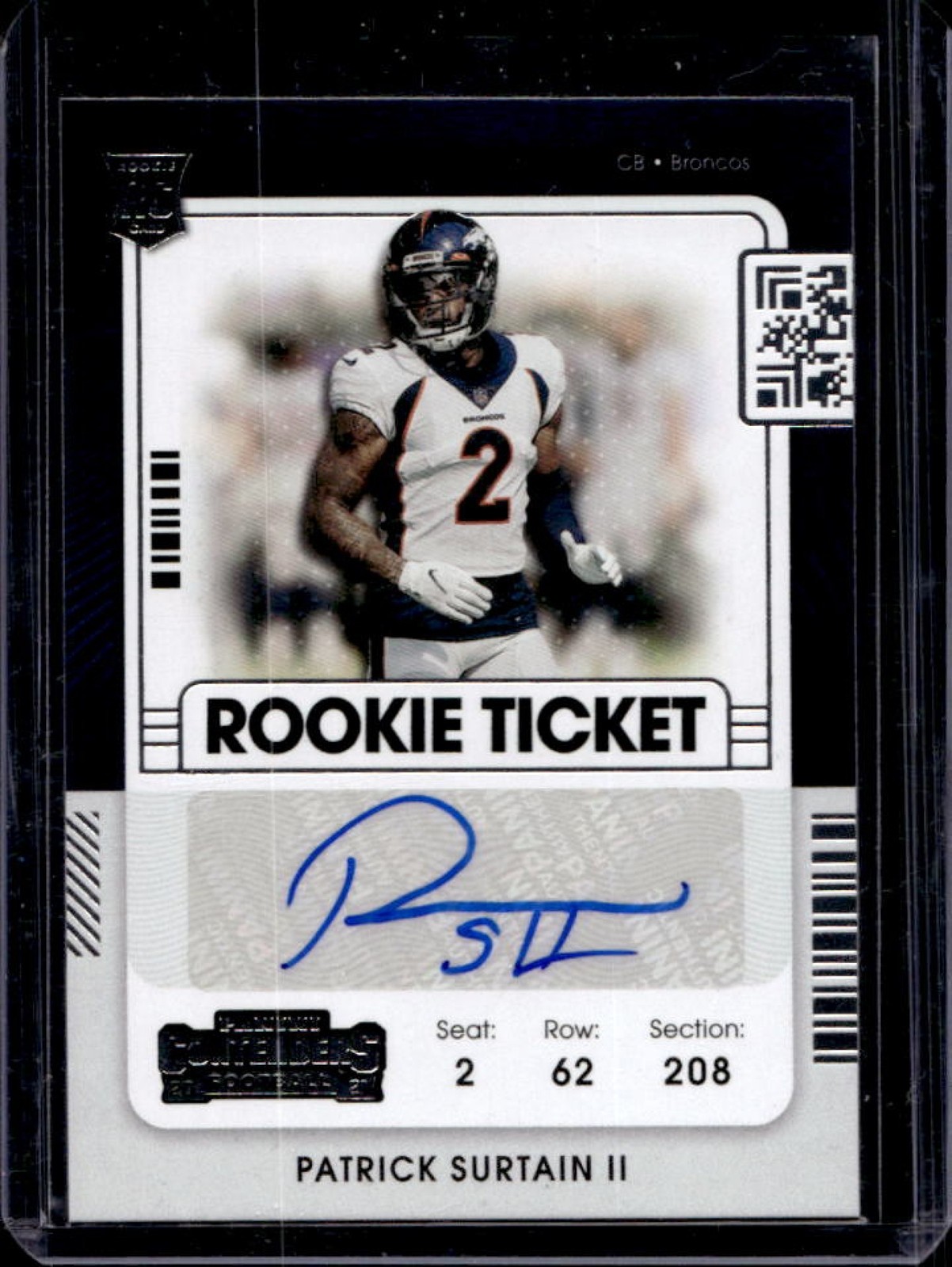 2021 Contenders Patrick Surtain II RC Rookie Ticket Auto #145 Broncos