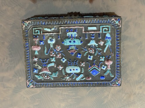 A Lot Antique Chinese Brass Enamel Cigarette Boxes - Picture 9 of 10