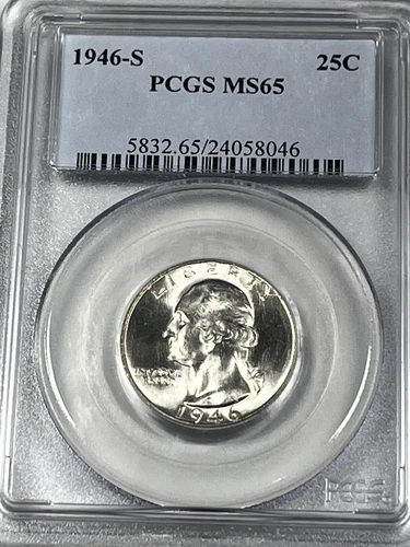 1946-S Washington Quarter : PCGS MS65 Blazing White