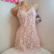 New VTG Cinema Etoile Sheer Floral Lace Babydoll Chemise Size M Pink