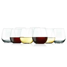 Nutrichef 8 Sets Crystal-Clear Stemless Wine Glass-Ultra Clear & Thin-Hand Blown