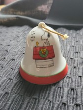 United Feature Syndicate Snoopy Woodstock Christmas Ceramic Bell 1965 Peanuts