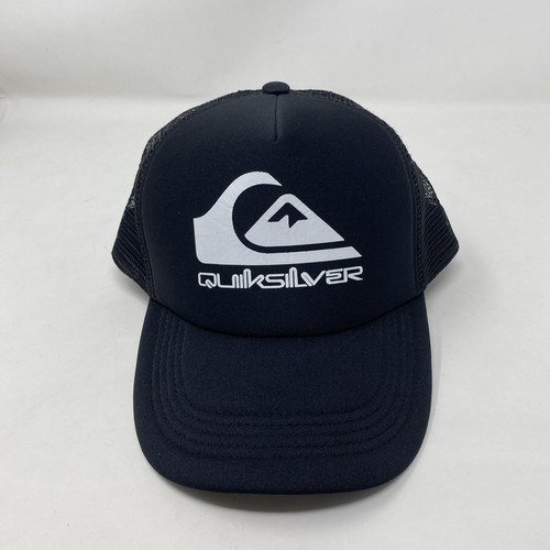 Quiksilver Hat Cap Snap Back Mens One Size Black Mesh Trucker Logo Surf