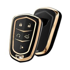 Key Fob Cover for Cadillac, Key Fob Case for 2015-2019 Gold Edge Black