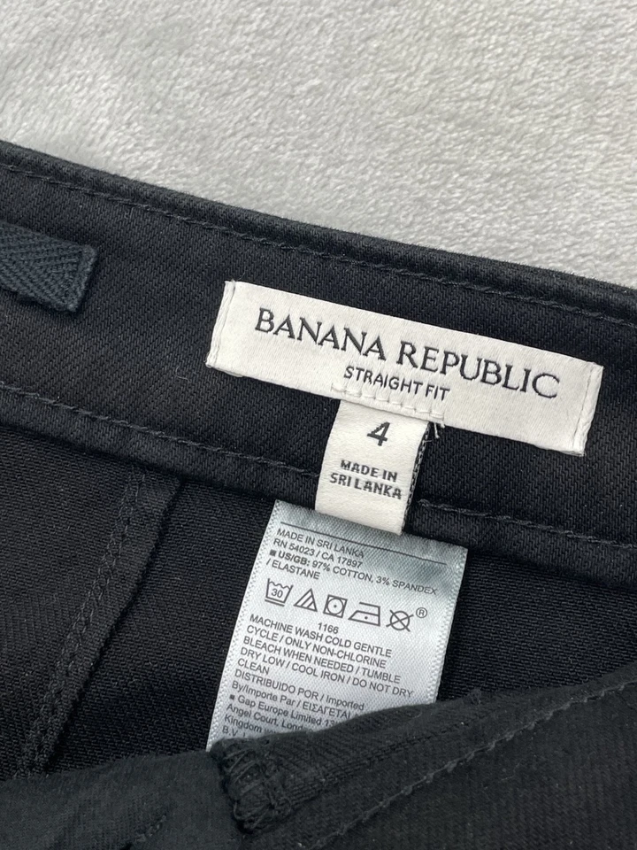 Pantalones Banana Republic para mujer talla 4 negros calce recto algodón spandex Foto 4 de 4
