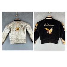 Vintage Reversible Japan Sukajan Embroidered Eagle Map Souvenir Jacket Kid