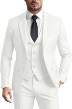 Men's Suit 3 Pieces Slim Fit Formal Business Wedding 2 Buttons Blazer Medium