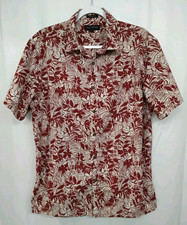 Banana Republic Men's Slim Fit Short Sleeve Button Up Red Floral Shirt Large