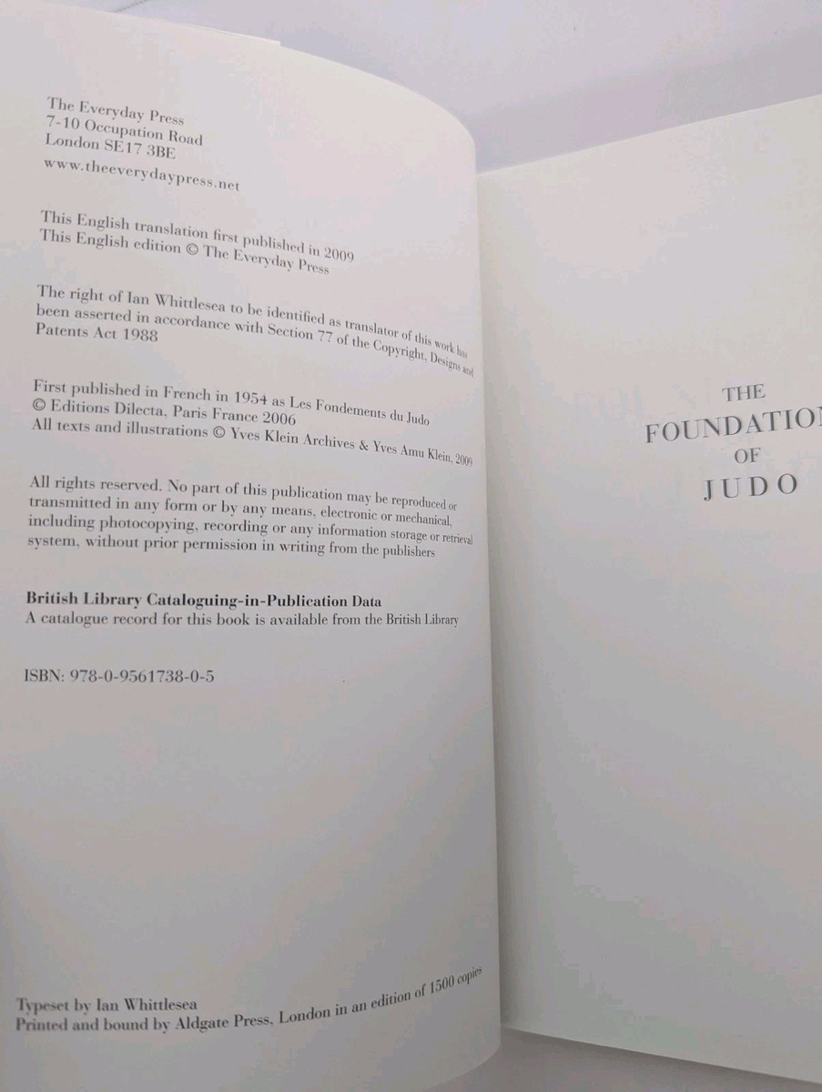 希少）Yves Klein, The Foundations of Judo. Artists Yves Klein | KARMA Bookstore