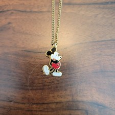 Vintage Gold Tone Mickey Mouse 16 Necklace Pendant