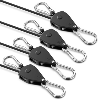 Ratchet Tie Down Straps Heavy Duty 1/8'' Adjustable 8FT Rope Hangers - SET of 2