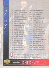1993-94 Upper Deck Checklist - #510 Mutombo, Jordan, Payton, Stockton, Mourning