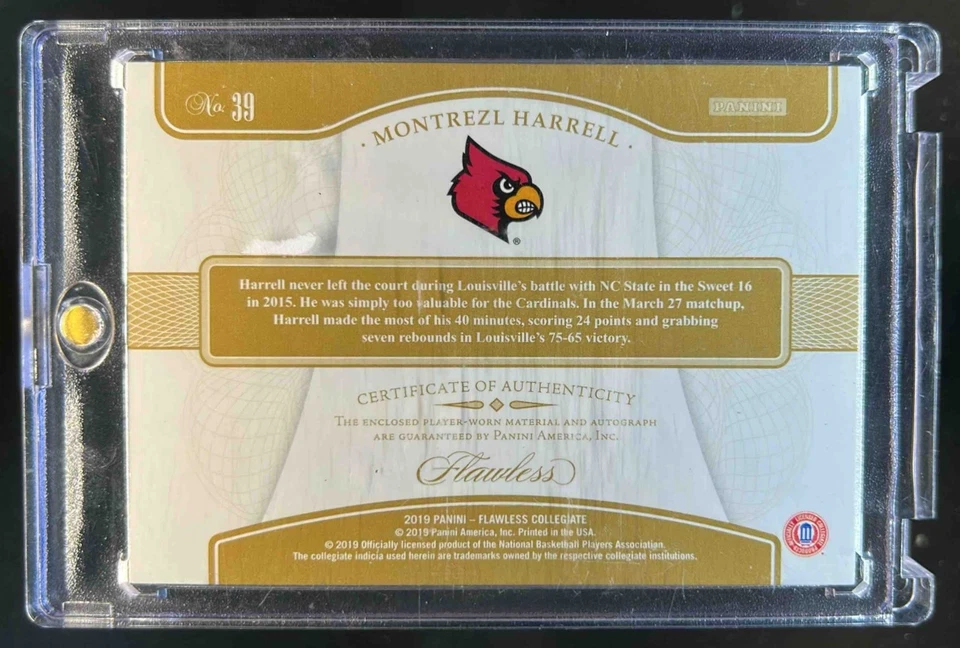 2019-20 Panini Flawless Collegiate Montrezl Harrell Patch Auto Sapphire #/15 - Image 2 of 2