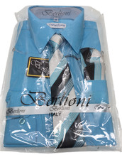Berlion Boys Aqua Claro 734 Dress Shirt Tie  Hanky Set
