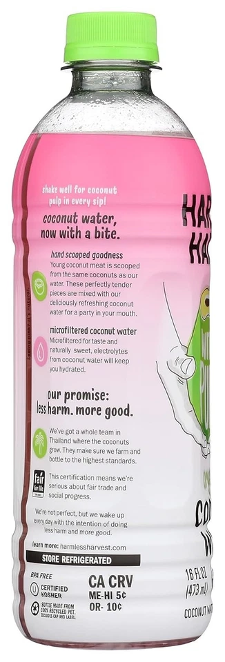 Agua de coco orgánica Harvest Harvest con pulpa 16 oz (paquete de 6) ~ 03/2026 Foto 4 de 4