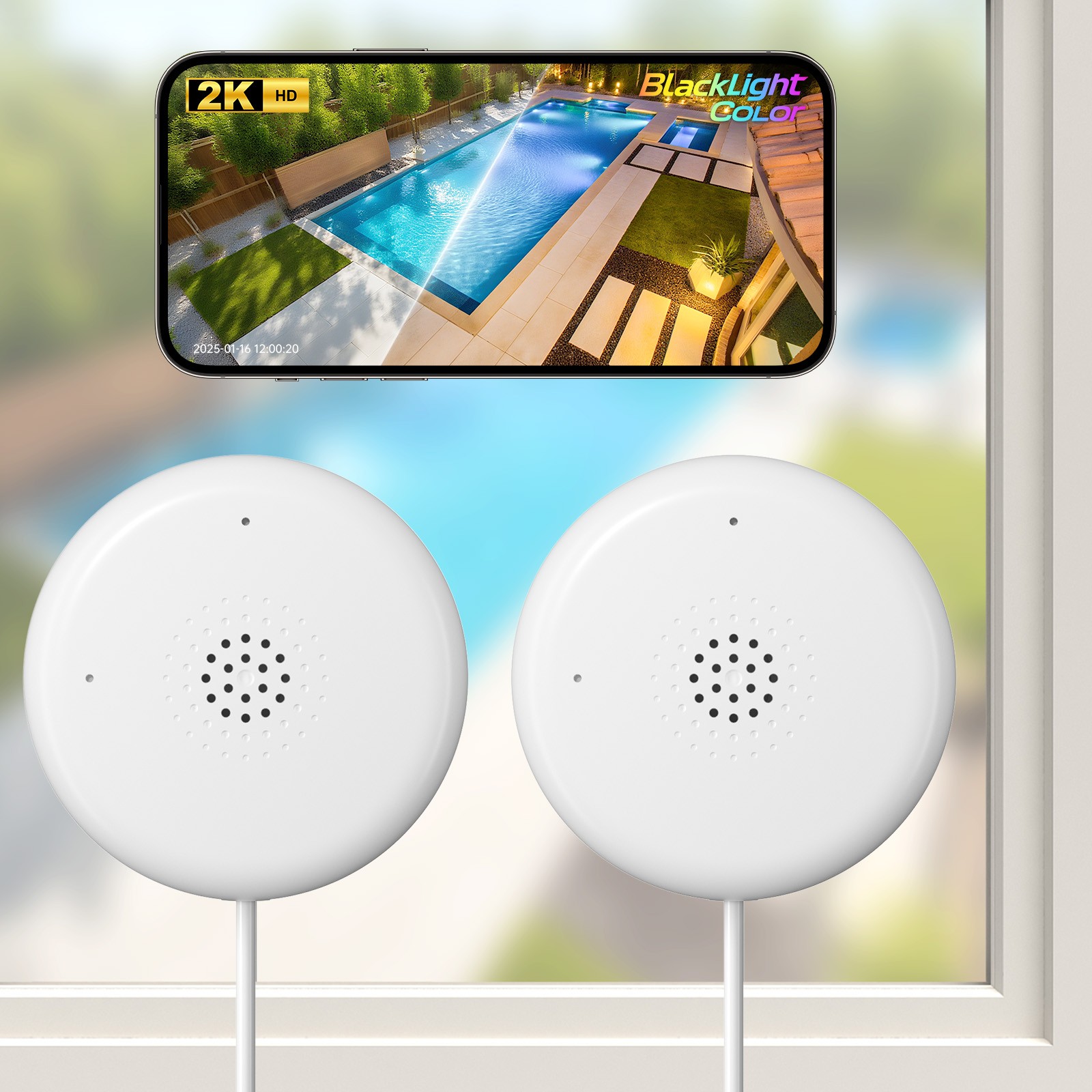 2Pack 2K Window Camera 2.4G WIFI Indoor Home Camera with Sta