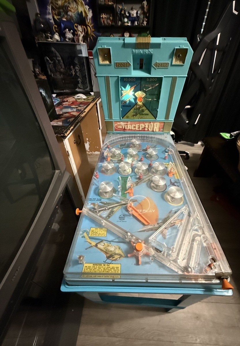 1960s Marx Interceptor Pinball Machine With Legs Rare Vintage Read