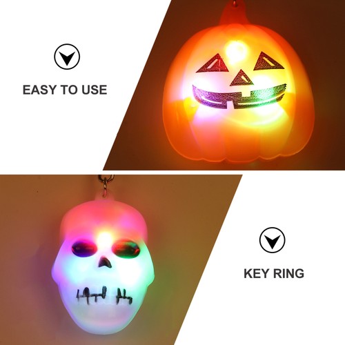 4 PCS Luminous Keychain Metal Skull Glow The Dark Halloween Ring - Picture 3 of 12