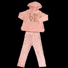 Btween Baby Girl's Leggings & Fleece Hoodie Outfit Size 12 -24 Months Pink/Peach