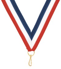 LOT of 10 Ribbons 7/8 x 32 inch Red White Blue Neck Ribbon Lanyard w/Snap Clip