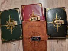 Notizbuch, Tagebuch mit Schloss, liniert, Journal A5, braun schwarz grün rot neu