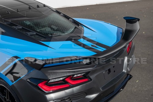 For 20-Up Corvette C8 | Z06 Style Rear Bumper Cover w/ Painted High Wing Spoiler - Picture 8 of 21