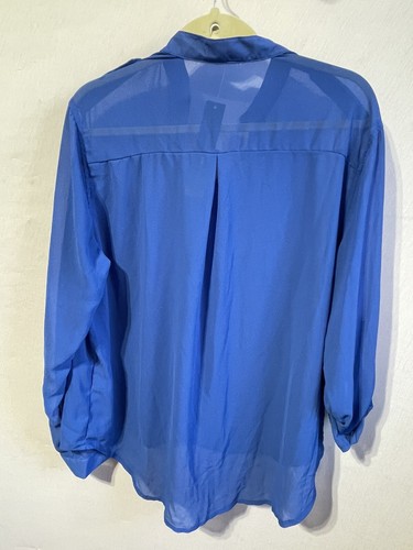 ZANZEA womens BLOUSE 1X BLUE Convertible3/4 sleeve semi sheer chiffon XL NEW - Picture 10 of 10
