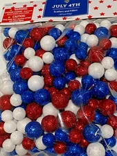 1.87 OZ RED WHITE BLUE PATRIOTIC JULY 4TH STAR SCATTER FILLER GLITTER BALLS