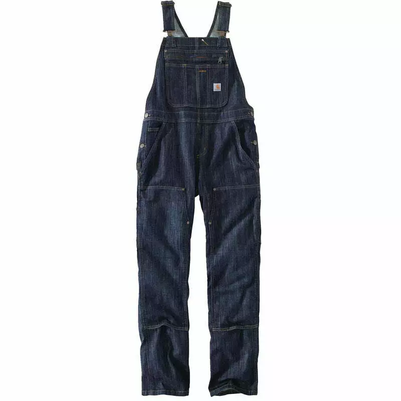 Women CARHARTT 102443 Brewster Double Knee Bib Overalls Dark Wash Size XL  16/18