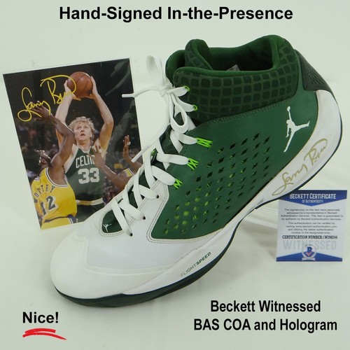 Larry Bird Celtics Autographed Nike Jordan Flight Speed Fly Wire Shoe w/ BAS COA